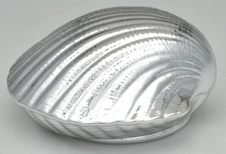 Faux Silver Shell Shaped Box W/Lid