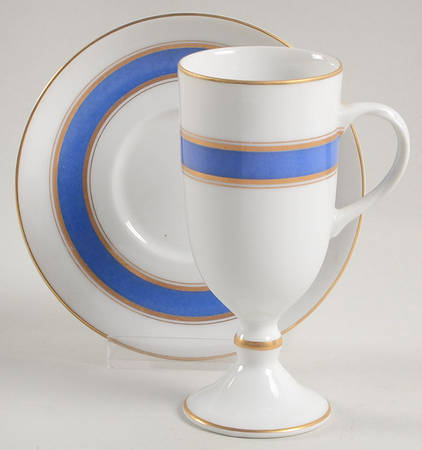 Blue Color Band Irish Coffee Cup and Saucer Set
