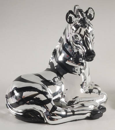 Zebra Silver Finish Figural China Bookend