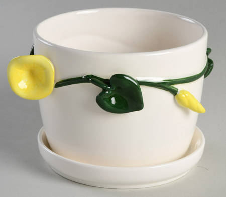Morning Glory 3" Flower Pot & Underplate by Fitz and Floyd