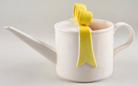 Ribbon Yellow Watering Can Planter