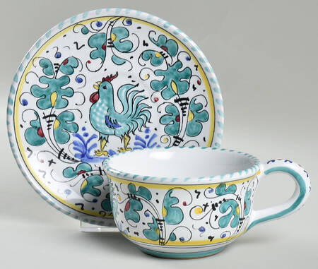 Orvieto Green Flat Cup & Saucer Set by Fratelli Mari
