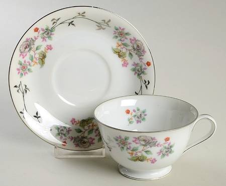 Floral Footed Cup & Saucer Set