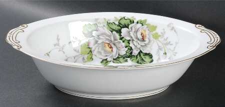 White Dahlia 10" Oval Vegetable Bowl