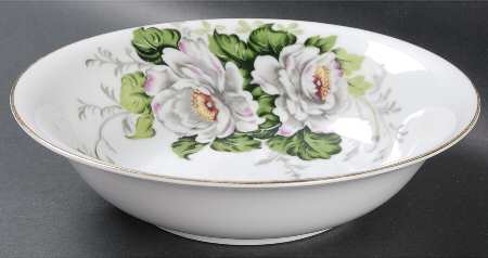 White Dahlia 9" Round Vegetable Bowl