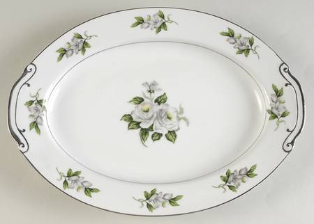 White Rose 12" Oval Serving Platter by Gold Coast