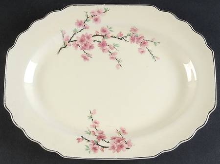 Peach Blossom (Lido, Cream, Platinum) 11" Oval Serving Platter