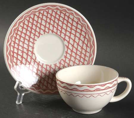 Aurelie Pink Flat Cup & Saucer Set