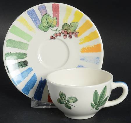 Couleurs Du Temps Flat Demitasse Cup & Saucer Set