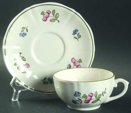 Lorraine Rose Green Flat Cup & Saucer Set