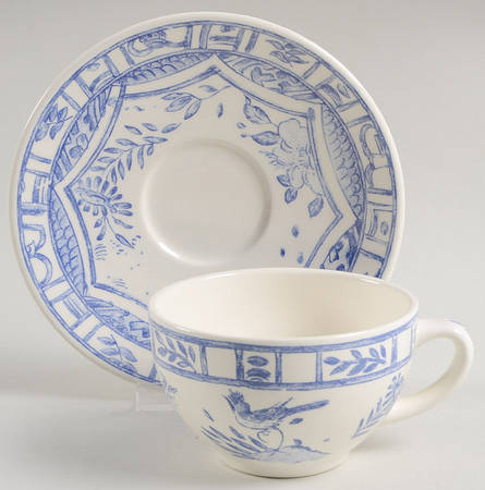 Oiseau Bleu Flat Cup & Saucer Set