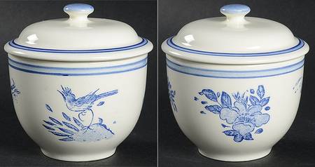 Oiseau Bleu Sugar Bowl & Lid