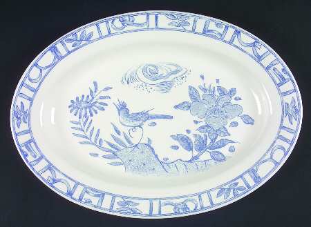 Oiseau Bleu 14" Oval Serving Platter