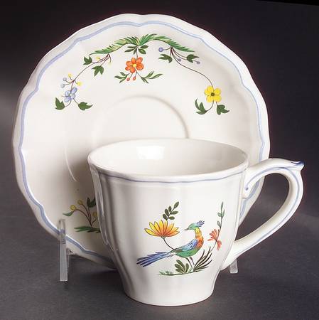Oiseaux de Paradis Flat Cup & Saucer Set
