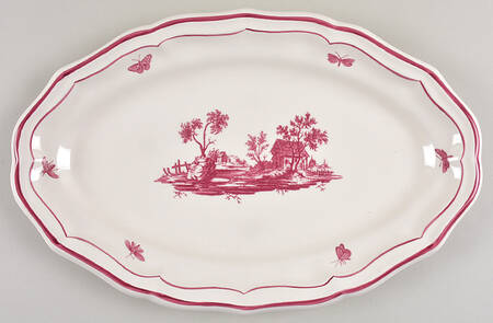 Paysages Rose 16" Oval Serving Platter