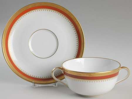Regal Orange Flat Cream Soup Bowl & Saucer Set