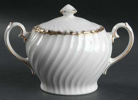 Old Grecian Flute Gold (Sprayed Gold Edge) Sugar Bowl & Lid