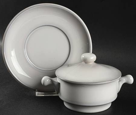 Lorraine Cream Soup Bowl & Saucer Set with Lid