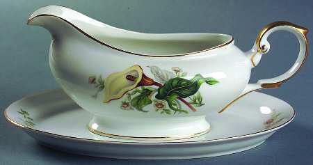 Wood Lily Gravy Boat & Underplate