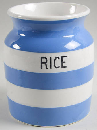 Cornish Blue White (Shield and TG Green) Rice Canister No Lid