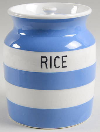 Cornish Blue White (Shield and TG Green) Rice Canister & Lid