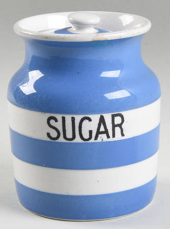 Cornish Blue White (Shield and TG Green) Sugar Canister & Lid