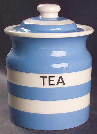 Cornish Blue White (Shield and TG Green) Tea Canister & Lid