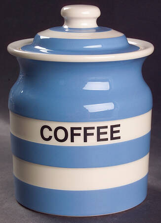 Cornish Blue White (Shield and TG Green) Coffee Canister & Lid