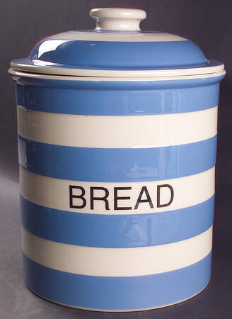 Cornish Blue White (Shield and TG Green) Bread Crock with Lid