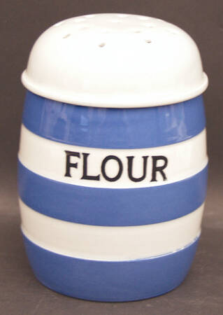 Cornish Blue White (Shield and TG Green) Flour Dredger with Lid