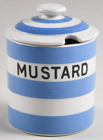 Cornish Blue White (Shield and TG Green) Mustard Jar & Lid