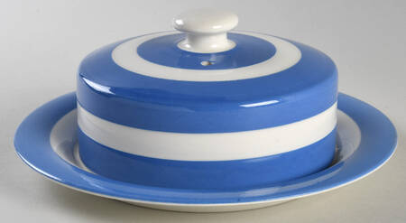 Cornish Blue White (Shield and TG Green) Round Cheese Dish & Lid
