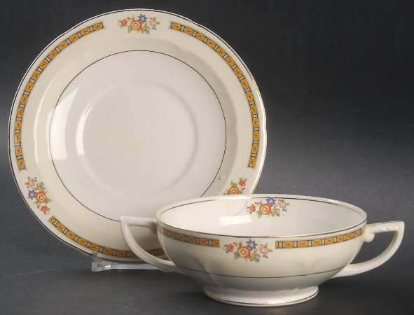 Alton Footed Cream Soup Bowl & Saucer Set