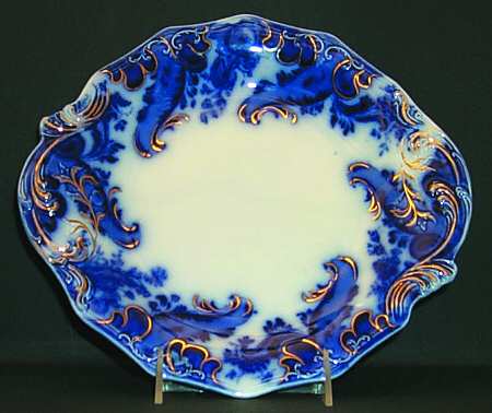 Argyle (Flow Blue) Handled Cake Plate