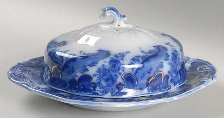 Argyle (Flow Blue) Round Covered Butter
