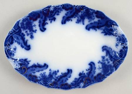 Argyle (Flow Blue) 10" Oval Serving Platter