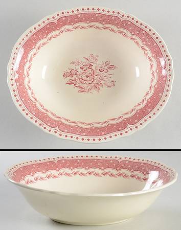 Avon Pink (Earthenware) 9" Oval Vegetable Bowl