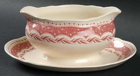 Avon Pink (Earthenware) Gravy Boat with Attached Underplate