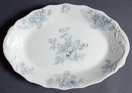 Chatsworth Blue Gray (No Gold) 12" Oval Serving Platter