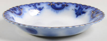 Clifton (Flow Blue, Gold Trim) Coupe Soup Bowl