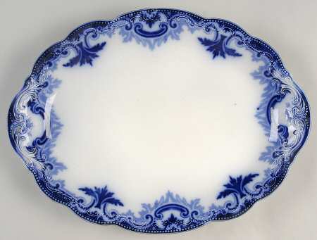 Clifton (Flow Blue, Gold Trim) 16" Oval Serving Platter