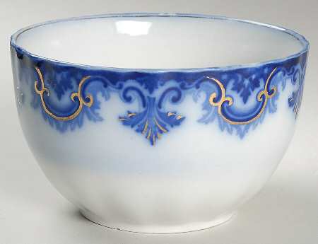 Clifton (Flow Blue, Gold Trim) Cranberry Bowl
