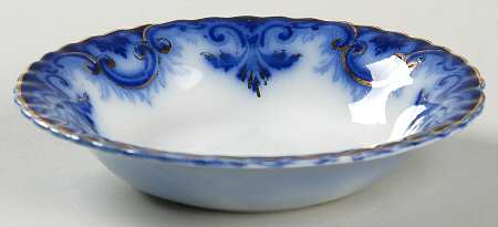 Clifton (Flow Blue, Gold Trim) Fruit/Dessert (Sauce) Bowl