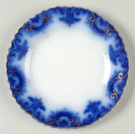 Clifton (Flow Blue, Gold Trim) Dessert/Pie Plate