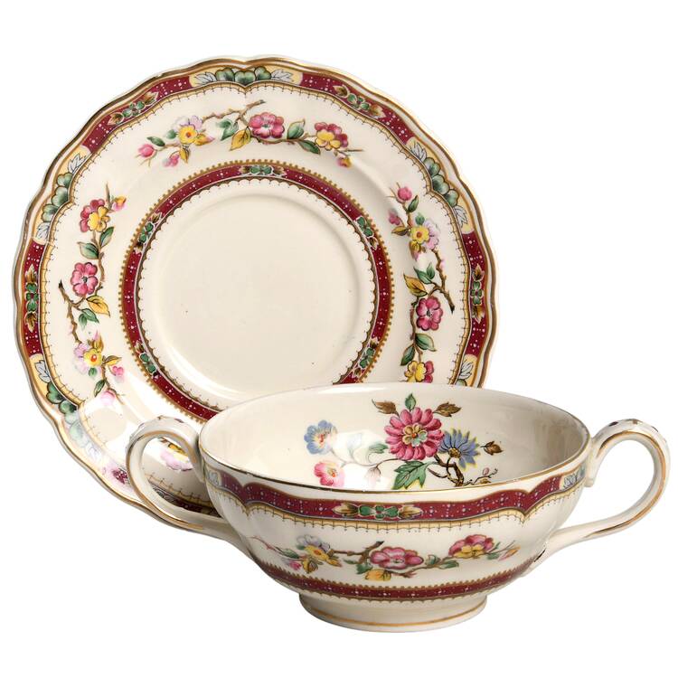 Connaught Footed Cream Soup Bowl & Saucer Set