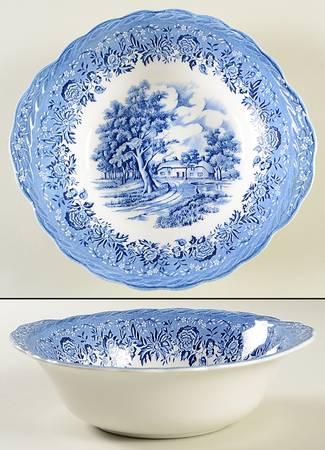 Country Style Blue 8" Round Vegetable Bowl