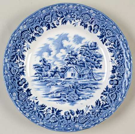 Country Style Blue Dessert/Pie Plate