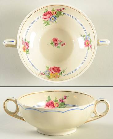Devonshire Rose Footed Cream Soup Bowl