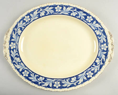 Elysian (Cream & Blue) 14" Oval Serving Platter