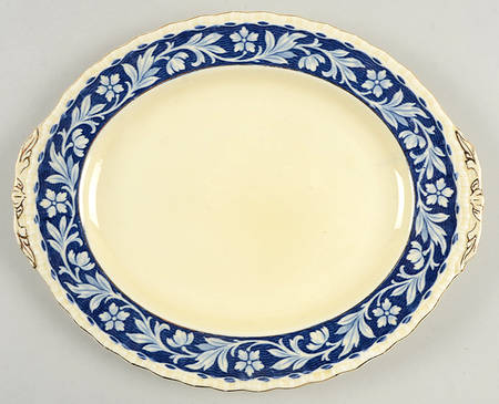 Elysian (Cream & Blue) 10" Oval Serving Platter
